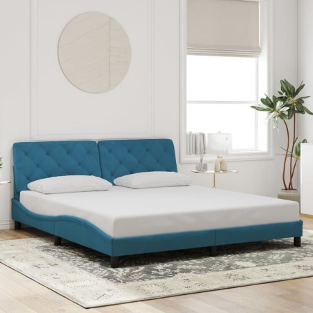 Estructura de cama con cabecero terciopelo azul 180x200 cm