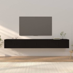 Muebles para TV de pared 3 uds negro 100x34,5x40 cm