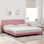 Estructura de cama sin colchón terciopelo rosa 180x200 cm