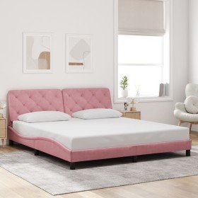 Estructura de cama sin colchón terciopelo rosa 180x200 cm Estructura de cama sin colchón terciopelo rosa 180x200 cm