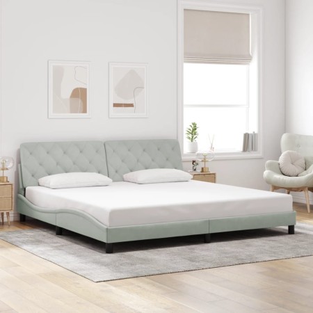 Estructura de cama sin colchón terciopelo gris claro 200x200 cm