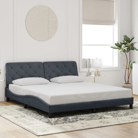 Estructura cama sin colchón terciopelo gris oscuro 200x200 cm