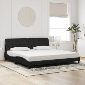 Estructura cama sin colchón terciopelo negro 200x200 cm