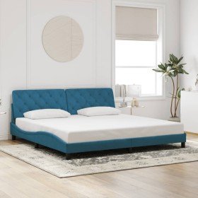 Estructura de cama sin colchón terciopelo azul 200x200 cm en Camas y somieres | Comprar online en Foro24