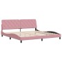 Estructura cama sin colchón terciopelo rosa 200x200 cm