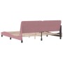 Estructura cama sin colchón terciopelo rosa 200x200 cm