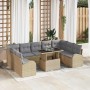 Conjunto de sofá de jardín con cojín 10 pcs beige y gris claro
