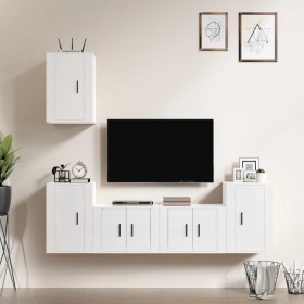 TV-Möbelset 5-teilig aus glänzend weißem Sperrholz von vidaXL, TV-Möbel - Ref: Foro24-3188568, Preis: 198,65 €, Rabatt: %