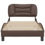 Estructura de cama sin colchón cuero sintético marrón 80x200 cm
