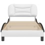 Cama con cabecero cuero sintético blanco y negro 80x200 cm