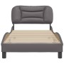 Estructura de cama sin colchón cuero sintético gris 90x190 cm