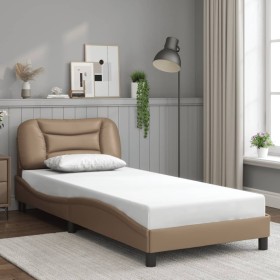 Estructura cama sin colchón cuero sintético capuchino 90x190 cm
