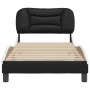 Estructura de cama con cabecero cuero sintético negro y blanco
