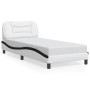 Estructura de cama con cabecero cuero sintético blanco y negro