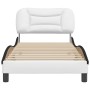 Estructura de cama con cabecero cuero sintético blanco y negro