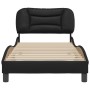Estructura de cama sin colchón cuero sintético negro 90x200 cm