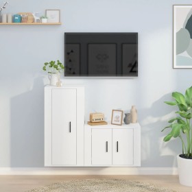 2-teiliges TV-Möbelset aus weißem Sperrholz von vidaXL, TV-Möbel - Ref: Foro24-3188454, Preis: 88,89 €, Rabatt: %