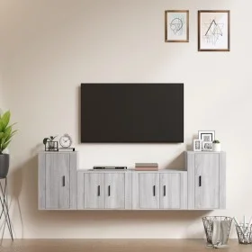 Set de muebles para TV 4 pzas madera contrachapada gris Sonoma de vidaXL, Muebles TV - Ref: Foro24-3188548, Precio: 156,83 €,...