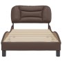 Estructura de cama sin colchón cuero sintético marrón 90x200 cm