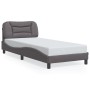 Estructura de cama sin colchón cuero sintético gris 90x200 cm