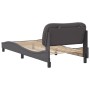 Estructura de cama sin colchón cuero sintético gris 90x200 cm