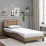 Estructura cama sin colchón cuero sintético capuchino 90x200 cm