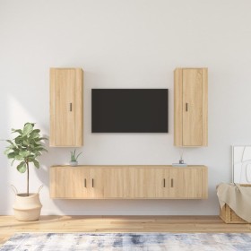 Set de muebles para TV 4 pzas madera contrachapada