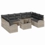 Conjunto de sofá de jardín 10 pcs Gris claro 100 x 55 x 73 cm