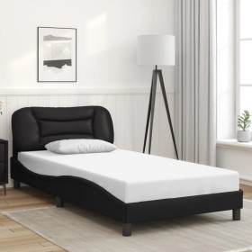 Estructura de cama sin colchón cuero sintético negro 100x200 cm