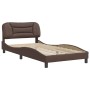 Estructura de cama sin colchón cuero sintético marrón 100x200cm