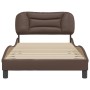 Estructura de cama sin colchón cuero sintético marrón 100x200cm