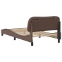Estructura de cama sin colchón cuero sintético marrón 100x200cm