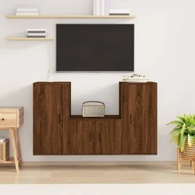 Set de muebles para TV 3 pzas madera contrachapada roble marrón de vidaXL, Muebles TV - Ref: Foro24-3188525, Precio: 138,97 €...