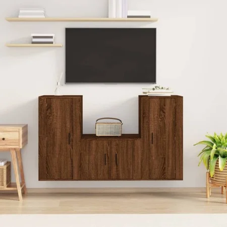 3-teiliges TV-Möbelset Sperrholz Eiche braun von vidaXL, TV-Möbel - Ref: Foro24-3188525, Preis: 138,97 €, Rabatt: %