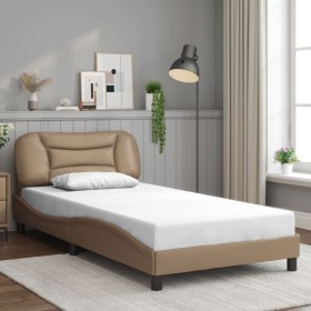 Estructura cama sin colchón cuero sintético capuchino 100x200cm