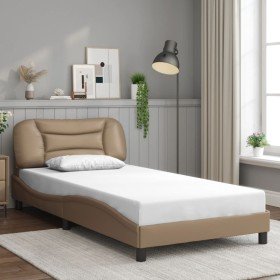 Estructura cama sin colchón cuero sintético capuchino 100x200cm en Camas y somieres | Comprar online en Foro24