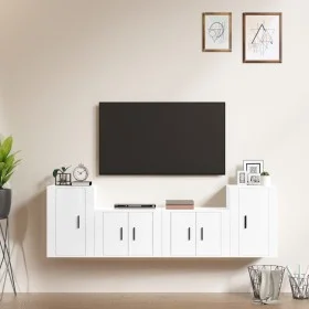 4-piece TV furniture set, glossy white plywood by vidaXL, TV Furniture - Ref: Foro24-3188544, Price: 154,88 €, Discount: %