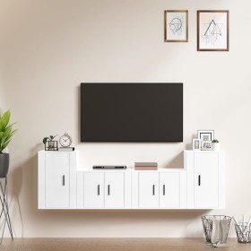 4-teiliges TV-Möbelset Sperrholz glänzend weiß von vidaXL, TV-Möbel - Ref: Foro24-3188544, Preis: 156,73 €, Rabatt: %