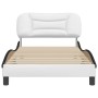 Estructura de cama con cabecero cuero sintético blanco y negro