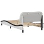 Estructura de cama con cabecero cuero sintético blanco y negro