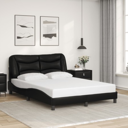 Estructura de cama sin colchón cuero sintético negro 120x200 cm