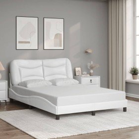 Estructura de cama sin colchón cuero sintético blanco 120x200cm en Camas y somieres | Comprar online en Foro24