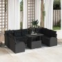 Conjunto de sofá de jardín 10 pcs Negro 100 x 55 x 73 cm