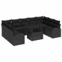 Conjunto de sofá de jardín 10 pcs Negro 100 x 55 x 73 cm