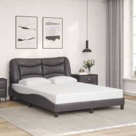 Estructura de cama sin colchón cuero sintético gris 120x200 cm