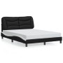 Estructura cama cabecero cuero sintético negro blanco 120x200cm