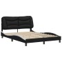 Estructura cama cabecero cuero sintético negro blanco 120x200cm