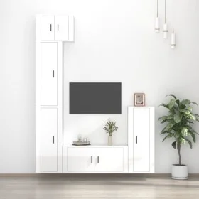 TV-Möbelset 5-teilig aus glänzend weißem Sperrholz von vidaXL, TV-Möbel - Ref: Foro24-3188800, Preis: 290,91 €, Rabatt: %