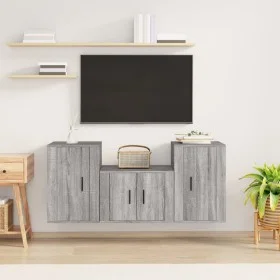 TV-Möbelset 3-teilig Sonoma graues Sperrholz von vidaXL, TV-Möbel - Ref: Foro24-3188500, Preis: 115,14 €, Rabatt: %