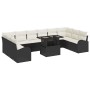 Conjunto de sofá de jardín con cojín 11 pcs Negro y crema